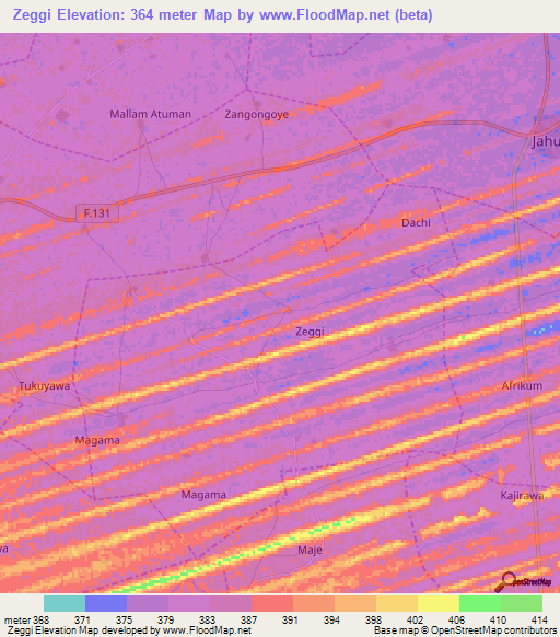 Zeggi,Nigeria Elevation Map