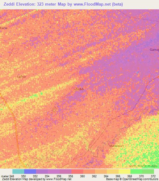 Zeddi,Nigeria Elevation Map