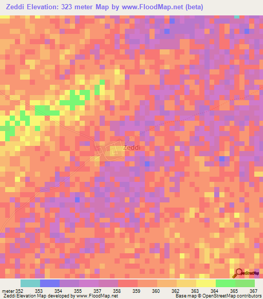 Zeddi,Nigeria Elevation Map