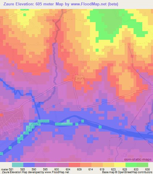 Zaure,Nigeria Elevation Map