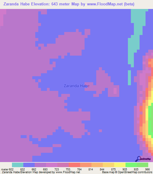 Zaranda Habe,Nigeria Elevation Map