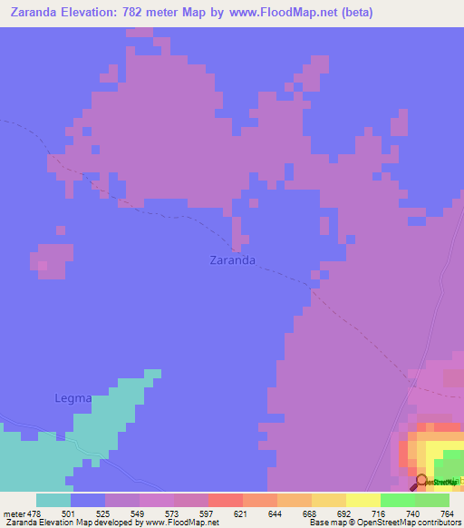 Zaranda,Nigeria Elevation Map