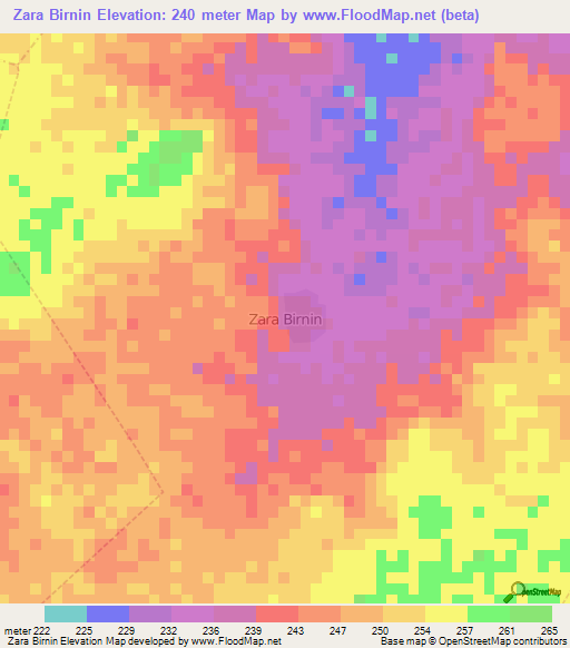 Zara Birnin,Nigeria Elevation Map