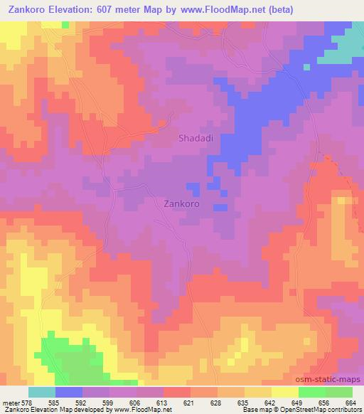 Zankoro,Nigeria Elevation Map