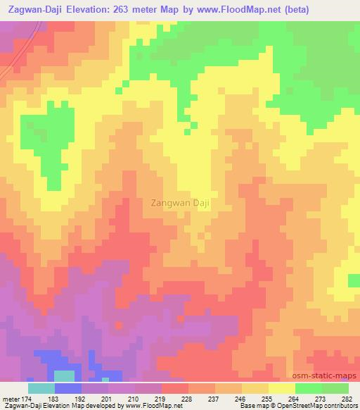 Zagwan-Daji,Nigeria Elevation Map