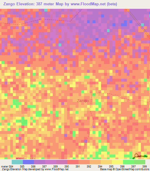 Zango,Nigeria Elevation Map