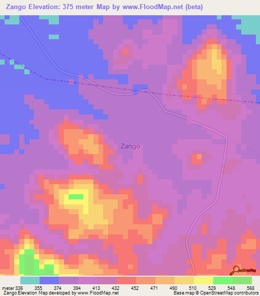 Zango,Nigeria Elevation Map