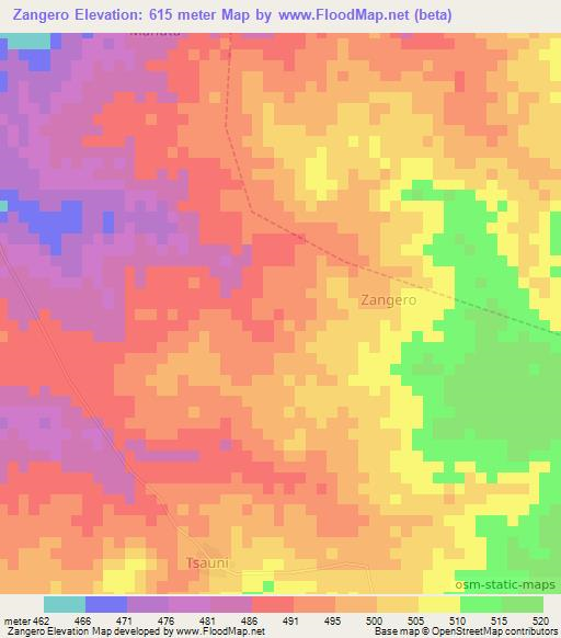 Zangero,Nigeria Elevation Map