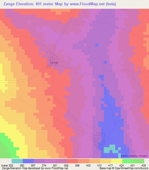 Zange,Nigeria Elevation Map