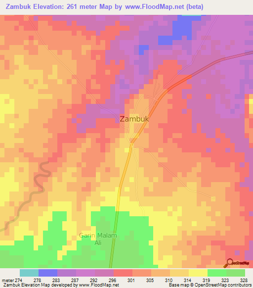 Zambuk,Nigeria Elevation Map