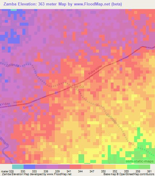 Zamba,Nigeria Elevation Map