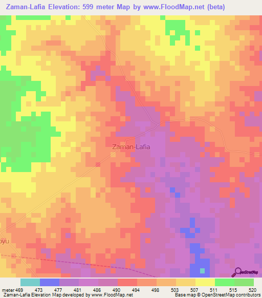 Zaman-Lafia,Nigeria Elevation Map