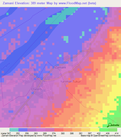 Zamani,Nigeria Elevation Map