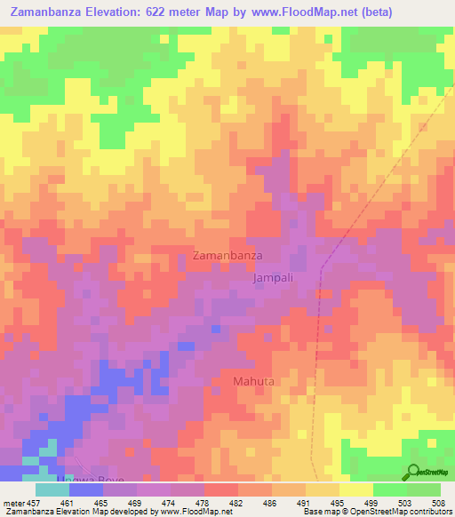 Zamanbanza,Nigeria Elevation Map