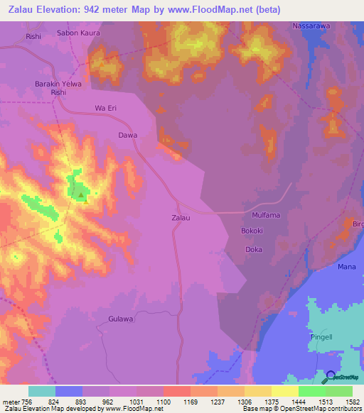 Zalau,Nigeria Elevation Map