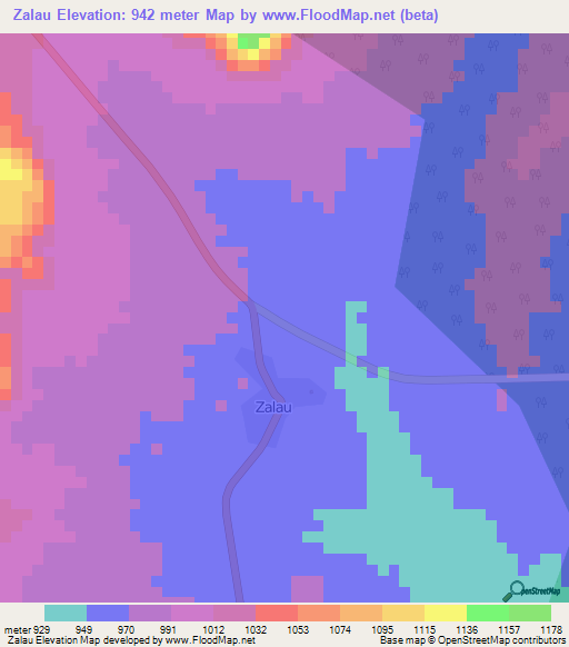 Zalau,Nigeria Elevation Map