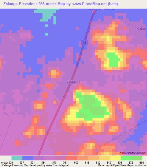 Zalanga,Nigeria Elevation Map