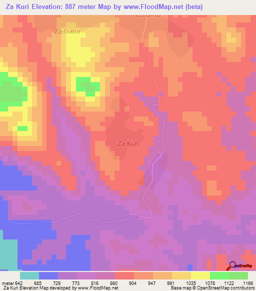 Za Kuri,Nigeria Elevation Map