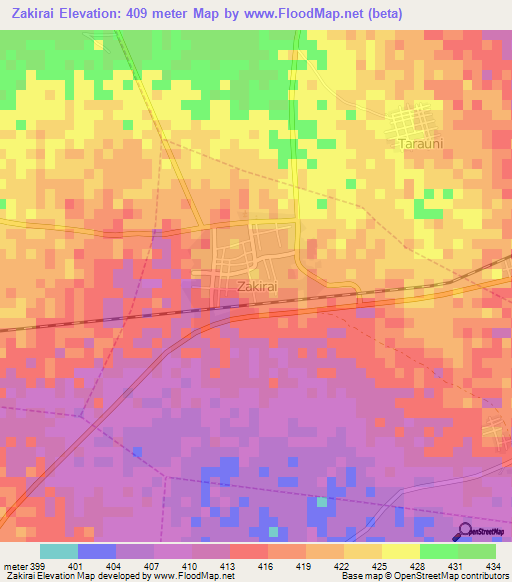 Zakirai,Nigeria Elevation Map