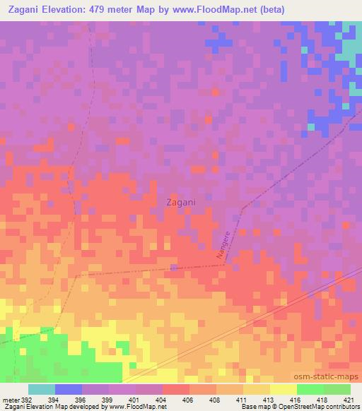 Zagani,Nigeria Elevation Map