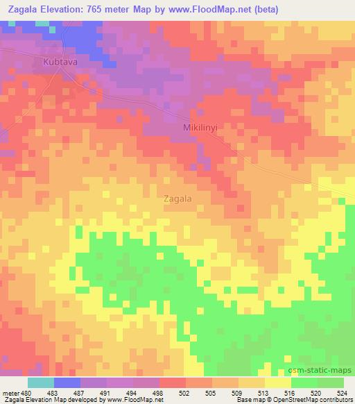 Zagala,Nigeria Elevation Map