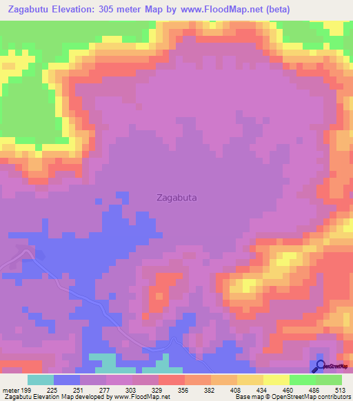 Zagabutu,Nigeria Elevation Map