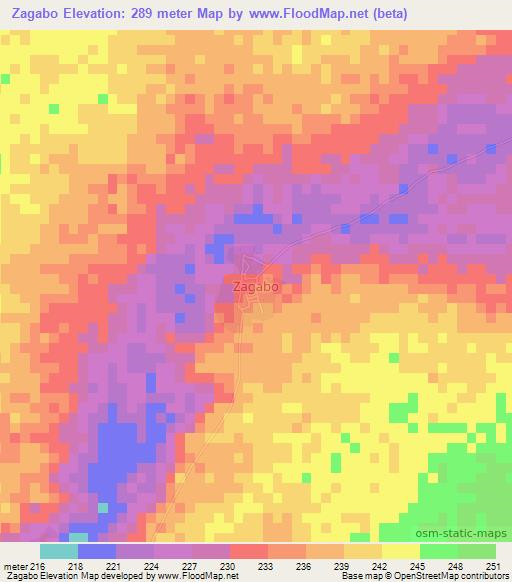 Zagabo,Nigeria Elevation Map