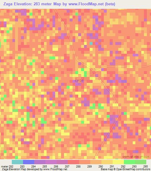 Zaga,Nigeria Elevation Map
