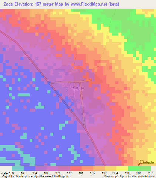 Zaga,Nigeria Elevation Map