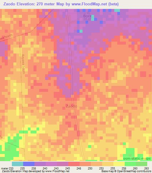 Zaodo,Nigeria Elevation Map