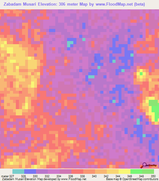 Zabadam Musari,Nigeria Elevation Map