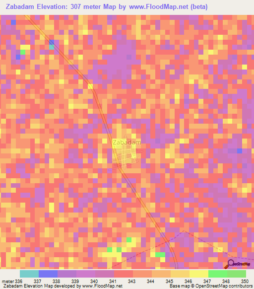 Zabadam,Nigeria Elevation Map