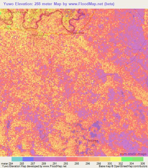 Yuwo,Nigeria Elevation Map