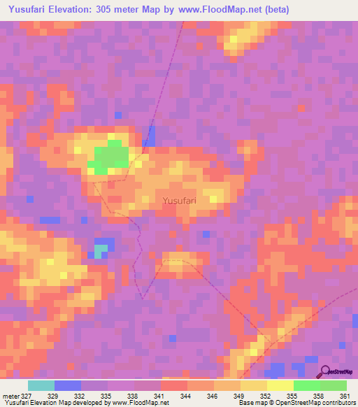 Yusufari,Nigeria Elevation Map