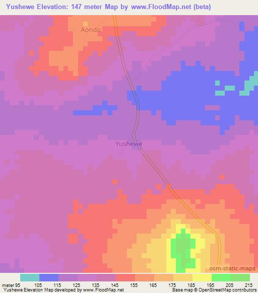 Yushewe,Nigeria Elevation Map