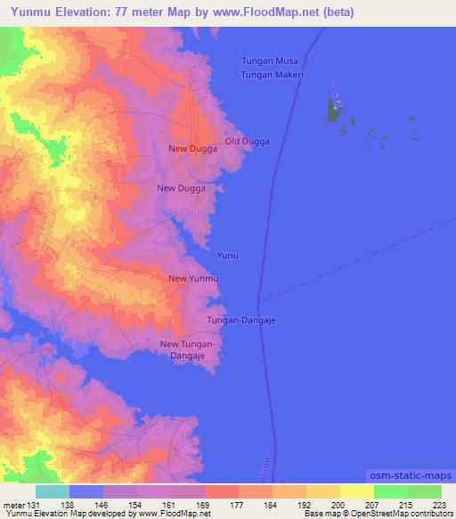 Yunmu,Nigeria Elevation Map