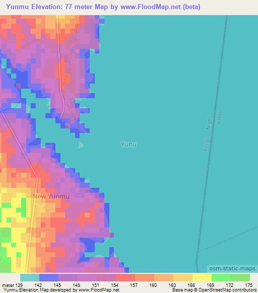 Yunmu,Nigeria Elevation Map