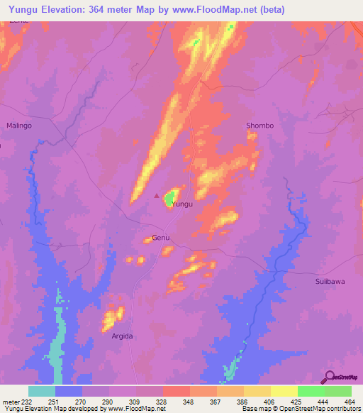 Yungu,Nigeria Elevation Map