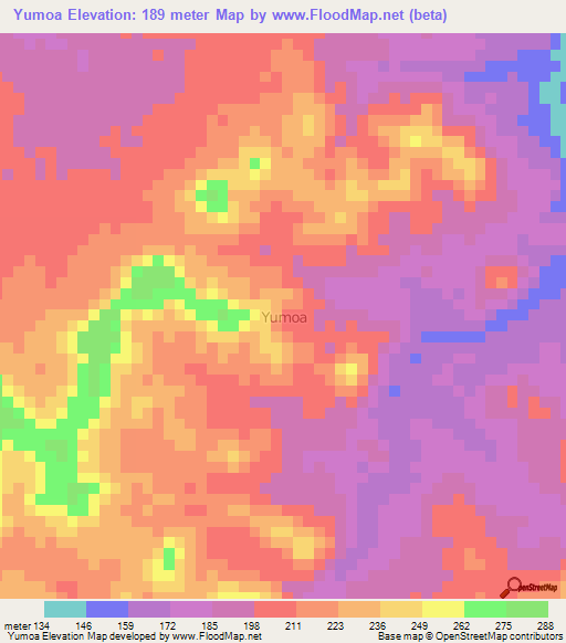 Yumoa,Nigeria Elevation Map