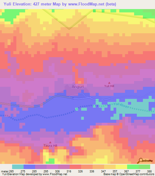 Yuli,Nigeria Elevation Map