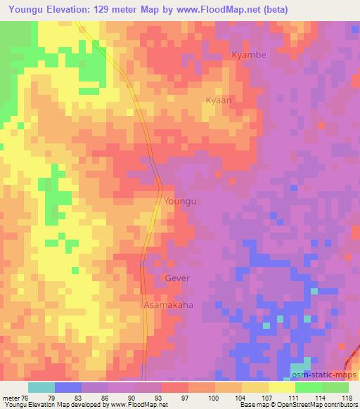 Youngu,Nigeria Elevation Map