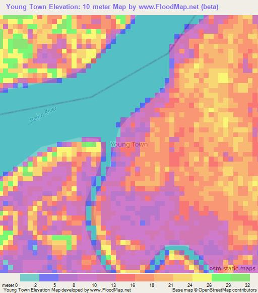 Young Town,Nigeria Elevation Map