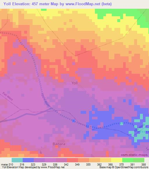 Yoll,Nigeria Elevation Map