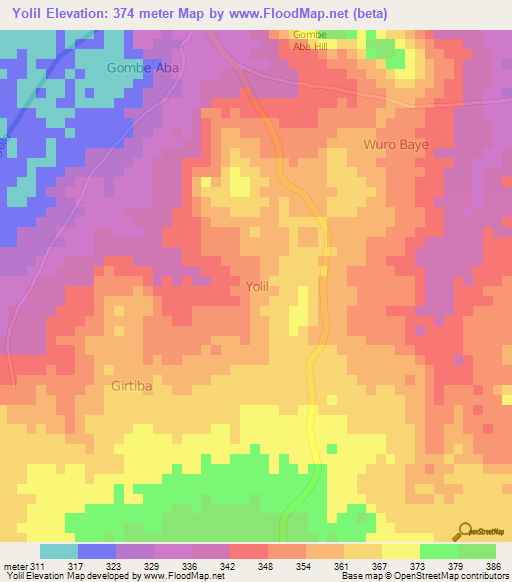 Yolil,Nigeria Elevation Map