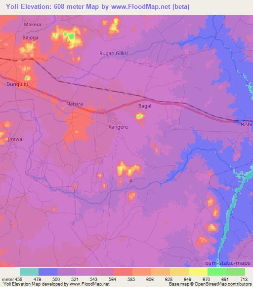 Yoli,Nigeria Elevation Map