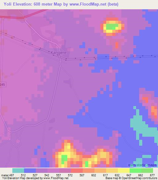 Yoli,Nigeria Elevation Map