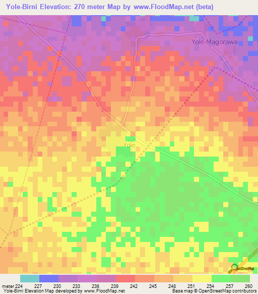 Yole-Birni,Nigeria Elevation Map