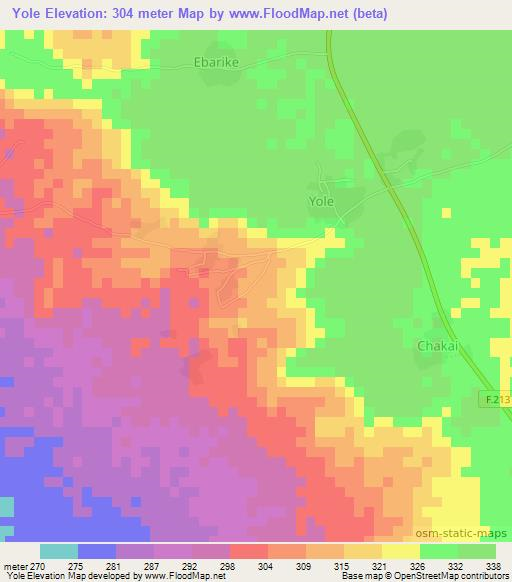 Yole,Nigeria Elevation Map