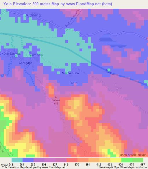 Yola,Nigeria Elevation Map