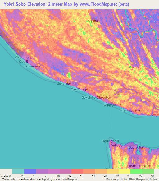 Yokri Sobo,Nigeria Elevation Map